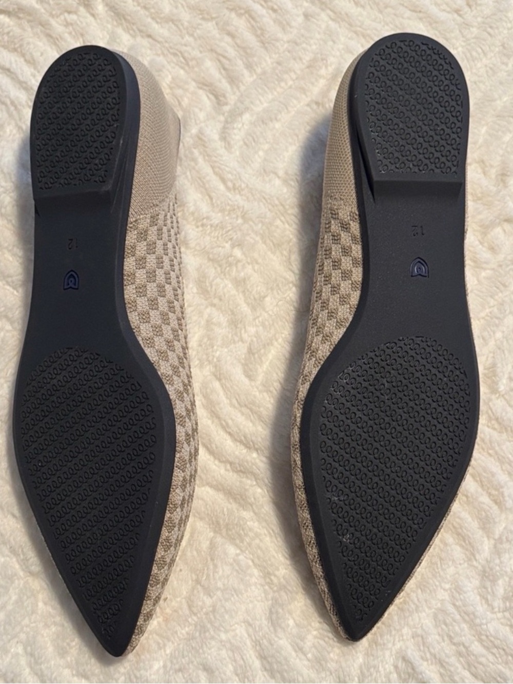 Rothy's “The Point II” Frappe Basketweave Textured Flats— Beige with Blue Accent - Picture 3 of 6